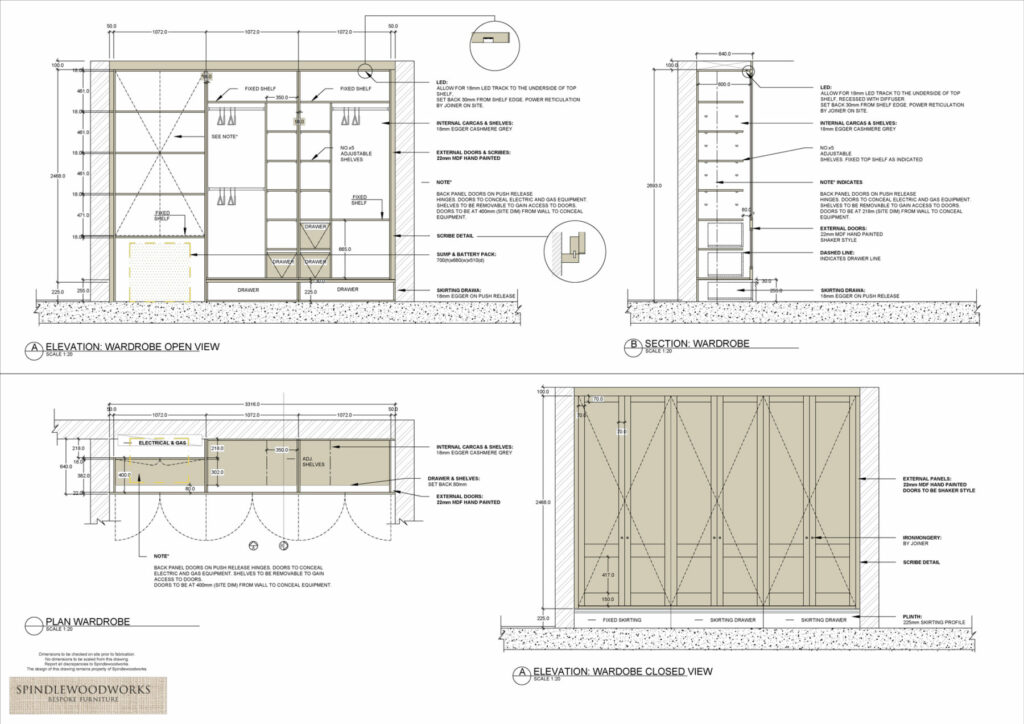 WARDROBE CAD drawing by Spindlewoodworks