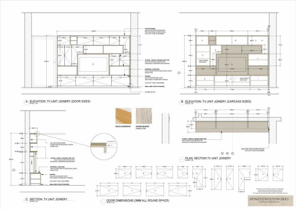 Tv Room Joinery CAD drawing
